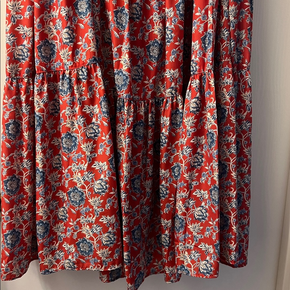Ralph Lauren Red and Blue Floral Silk Tiered Skirt NWT Sz 14 - Picture 4 of 7